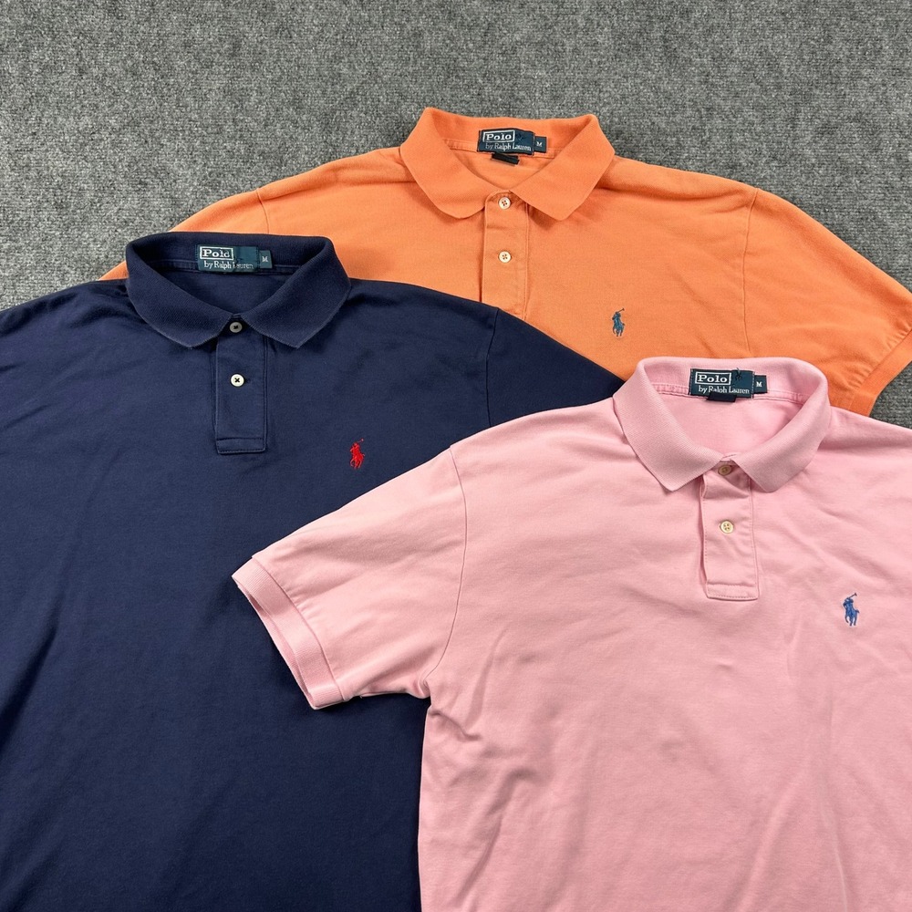 Polo Ralph Lauren Polo Shirt Mens M Multicolor Cotton Bundle 3-Pack Classic Fit
